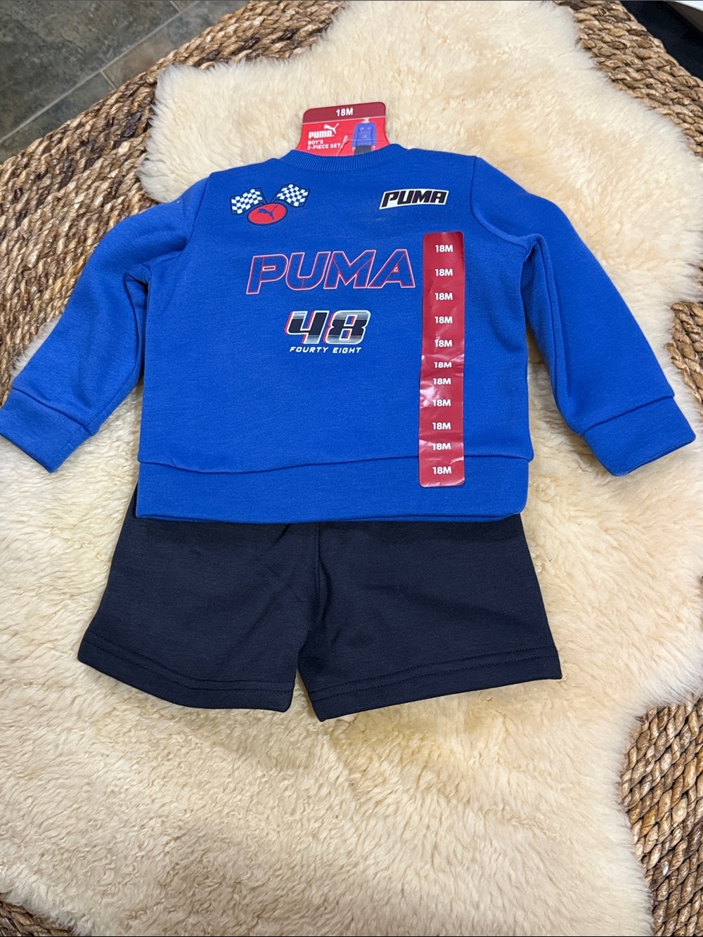 Puma Royal Blue Racing Sweatshirt with Black Shorts